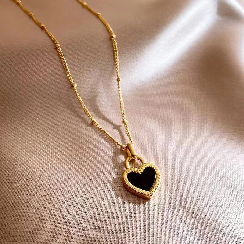 Reversible Black & White Heart Necklace