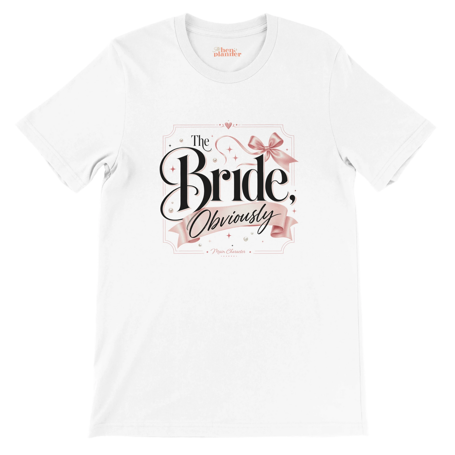 White bride graphic t-shirt with 'The Bride, Obviously' design