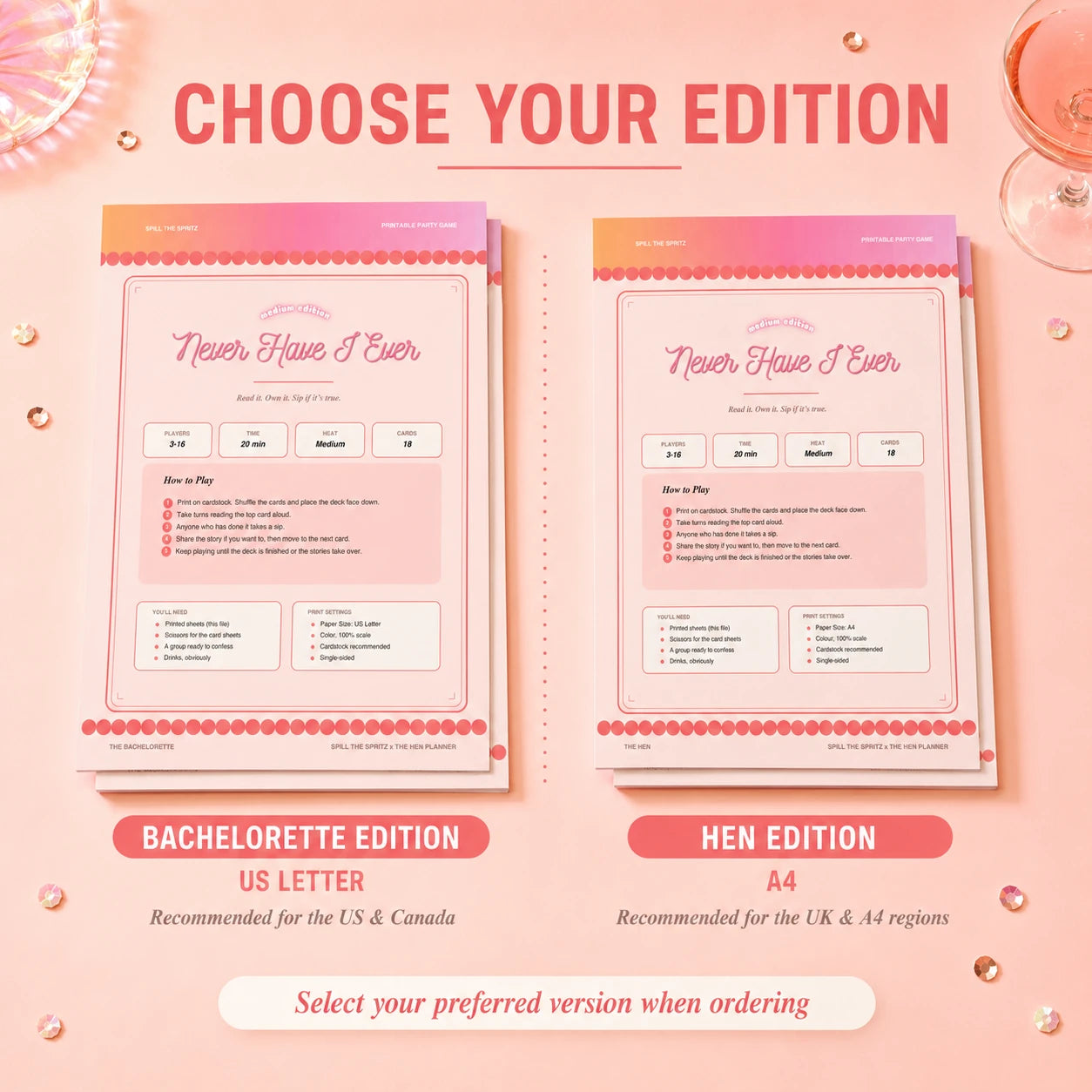 Never Have I Ever Hen & Bachelorette Party Game | Printable Cards