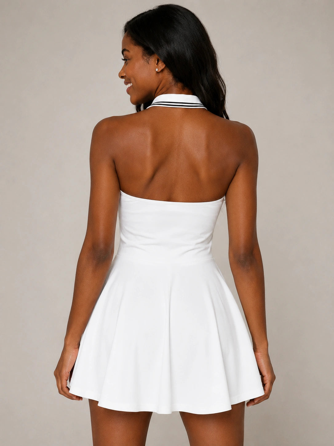 Bride Sleeveless Collared Halter Tennis Dress