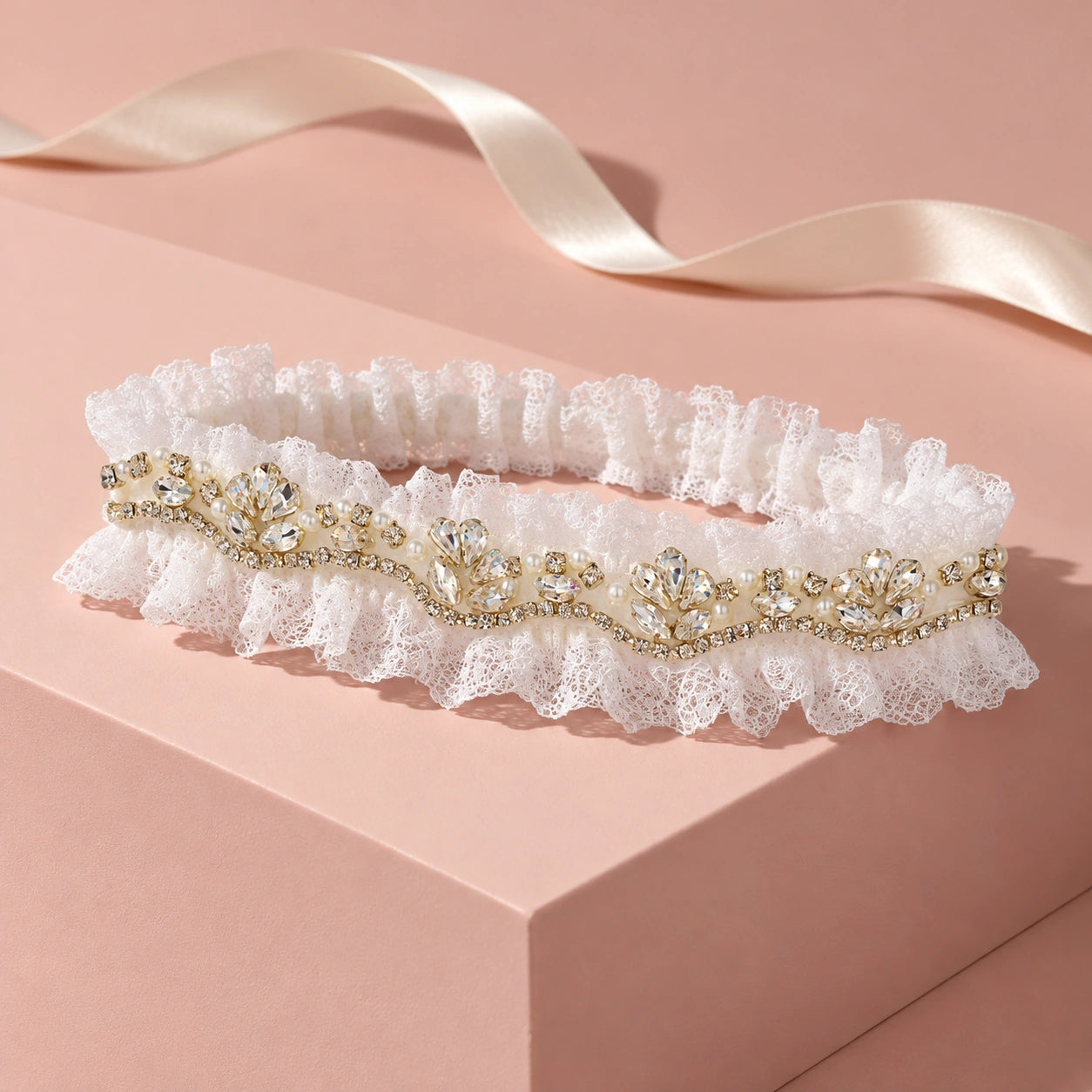 Pearl Crystal Bridal Garter