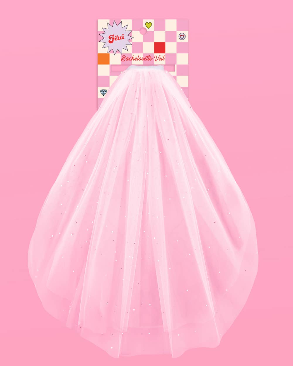 Sparkly white bride veil with rhinestone detail and comb for bridal shower or bachelorette party