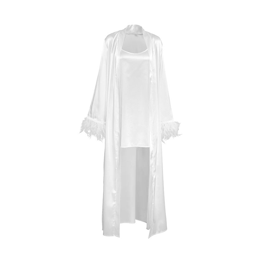 White lace-trimmed dress on a white background