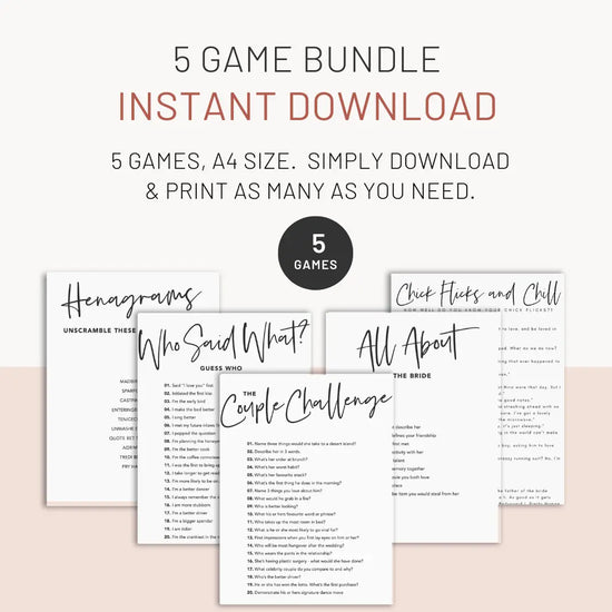 Classy Hen Party Games printable bundle