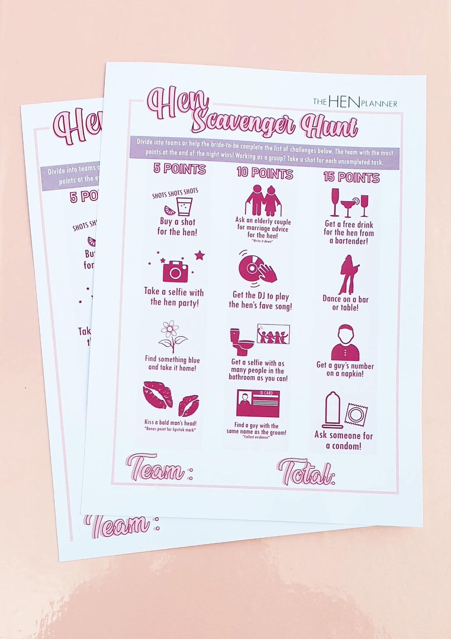 Hen Party Scavenger Hunt Game - The Hen Planner